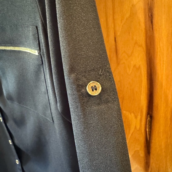 Calvin Klein Black Button Front Top - Picture 4 of 8